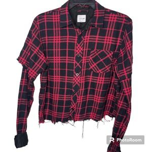 Joes Red and Black Distressed Plaid‎ Flannel XL X-Large